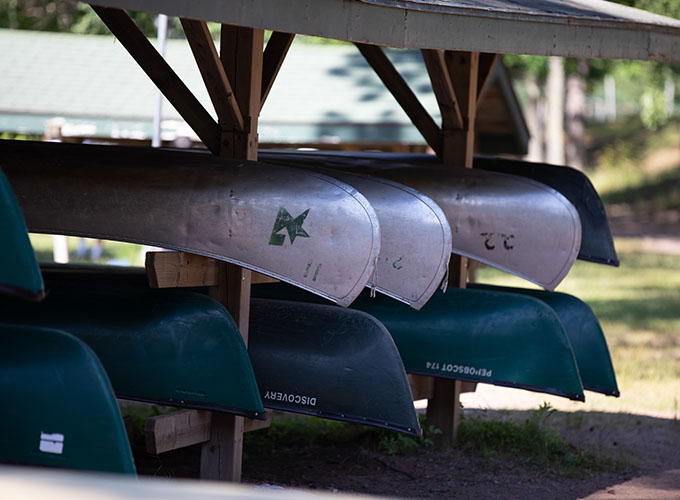 Canoes stacked and stored away at North Star Camp for Boys.