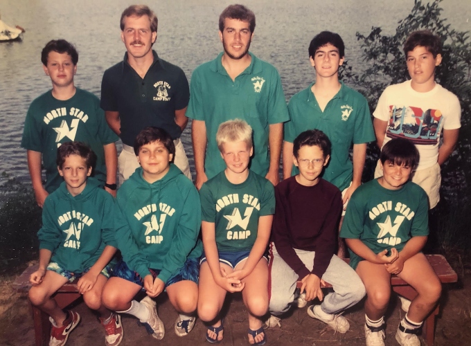 Campers and counselors from North Star Camp pose for a cabin shot in 1986.
