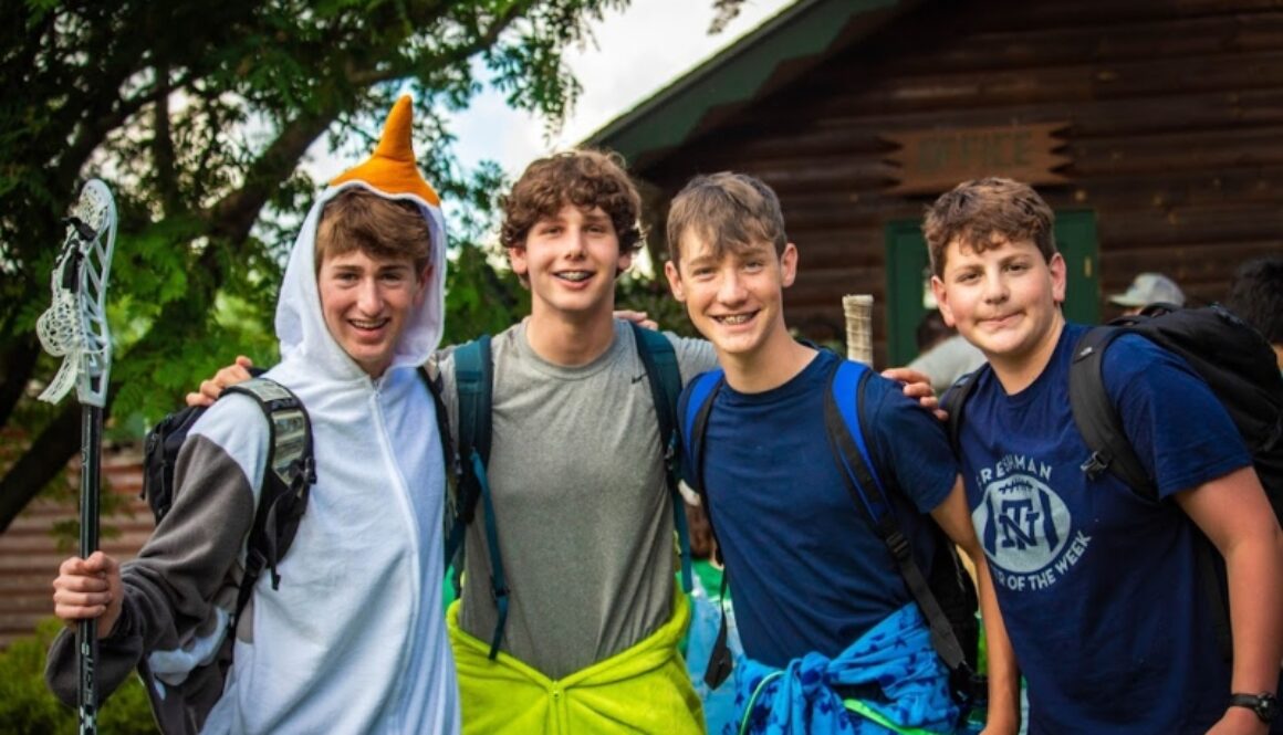 A group of campers reunite on the first day of camp at North Star Camp For Boys.
