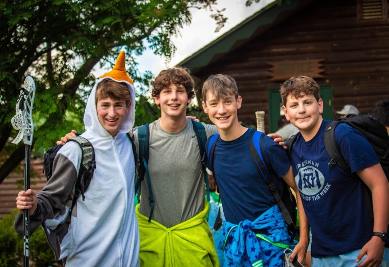 A group of campers reunite on the first day of camp at North Star Camp For Boys.