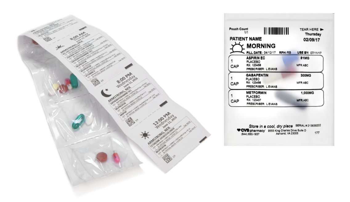 A photo example of how the medication through CampMeds is packaged for North Star Camp.
