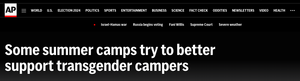 North Star Camp For Boys appears in an AP News article about summer camps supporting transgender campers