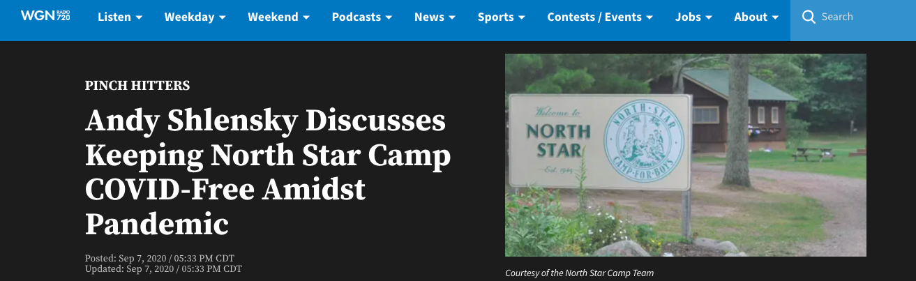 North Star Camp For Boys director Andy Shlensky is a guest on WGN Radio to talk about keeping camp COVID-19 free during the pandemic.