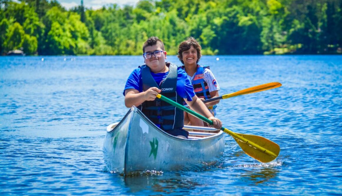 North Star Camp Canoeing Campers Smiling Summer Scaled