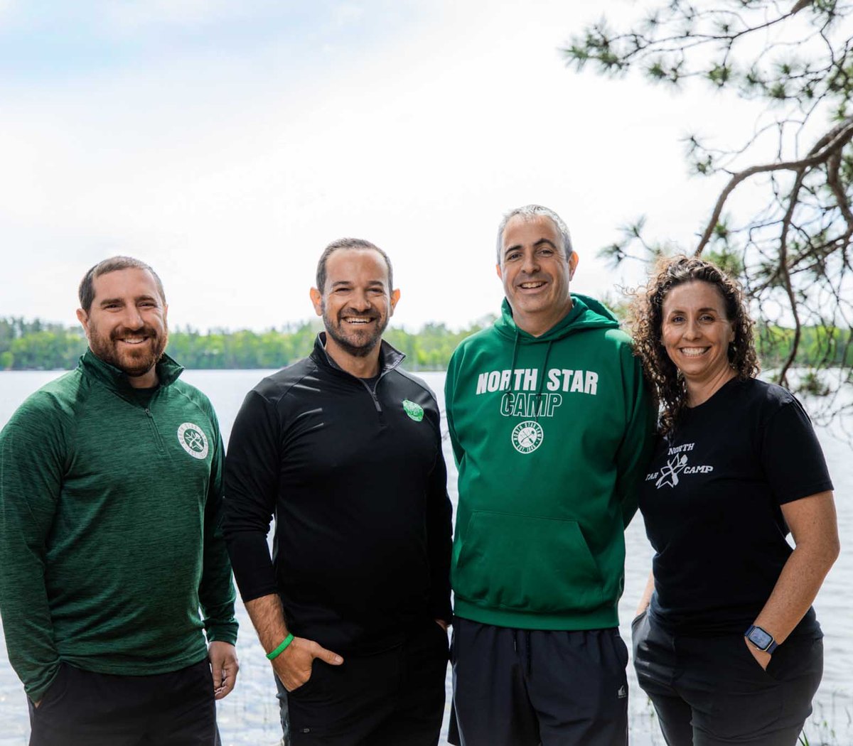 Andy Shlensky, Dan Lichtenstein, Brian Glickman and Robyn Boehm on the shore of Spider Lake.